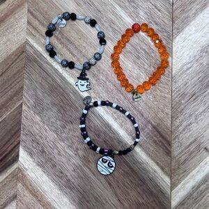 Erimish  Halloween Beaded Bracelets in Black, White, and Orange